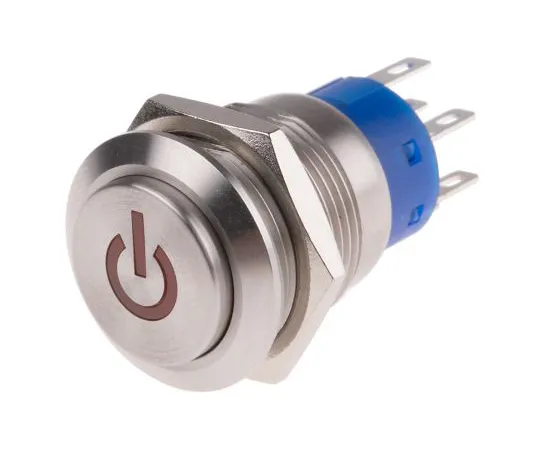 63-6778-12　RS PRO Double Pole Double Throw (DPDT) Momentary Red LED Push Button Switch, IP67, 19 (Dia.)mm, Panel Mount, Power　111-5832