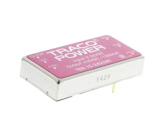 63-7350-74　TRACOPOWER TEN 15WI 15W Isolated DC-DC Converter Through Hole, Voltage in 9 → 36 V dc, Voltage out ±15V dc　TEN 15-2423WI