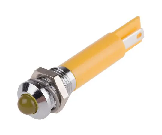 63-6587-26　RS PRO Yellow Indicator, 12 V dc, 8mm Mounting Hole Size, Solder Tab Termination　211-263