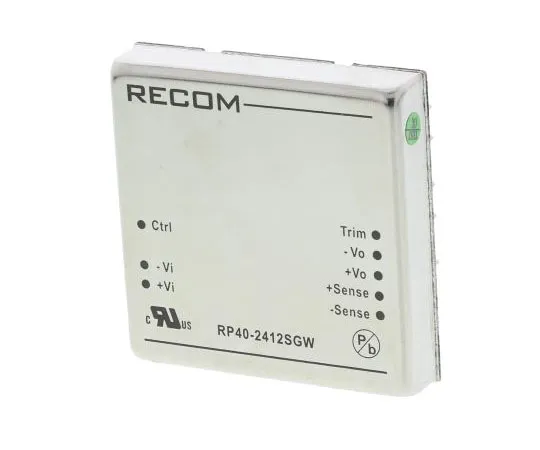 63-7350-14　Recom RP40 GW 40W Isolated DC-DC Converter Through Hole, Voltage in 9 → 36 V dc, Voltage out 12V dc　RP40-2412SGW