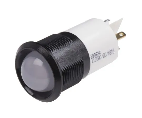 63-6585-97　RS PRO White Indicator, 130 V ac, 22mm Mounting Hole Size, Tab Termination, IP67　209-620