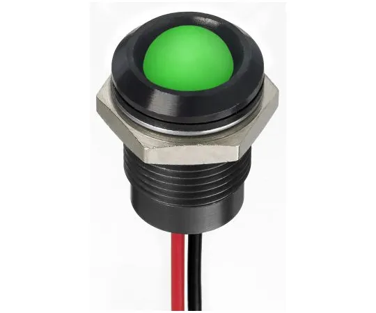 63-7021-31　RS PRO Green Indicator, 24 V dc, 14mm Mounting Hole Size, Lead Wires Termination, IP67　130-2279