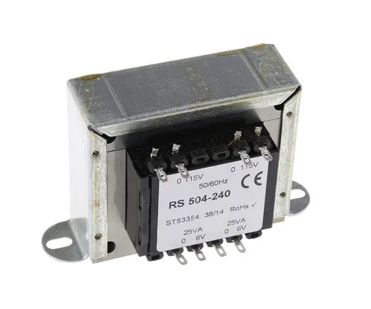 63-6680-20　RS PRO 50VA 2 Output Chassis Mounting Transformer, 6V ac　504-240