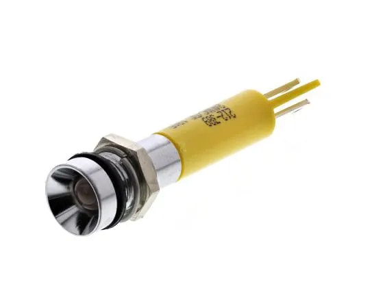 63-6588-14　RS PRO Yellow Indicator, 24 V ac/dc, 8mm Mounting Hole Size, Solder Tab Termination, IP67　212-389