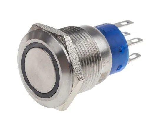 63-6777-83　RS PRO Double Pole Double Throw (DPDT) Latching Yellow LED Push Button Switch, IP67, 19.2 (Dia.)mm, Panel Mount, 250V ac　111-5798