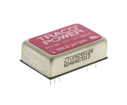 63-7350-95　TRACOPOWER TEN 8WI 8W Isolated DC-DC Converter Through Hole, Voltage in 9 → 36 V dc, Voltage out 12V dc Railway　TEN 8-2412WI