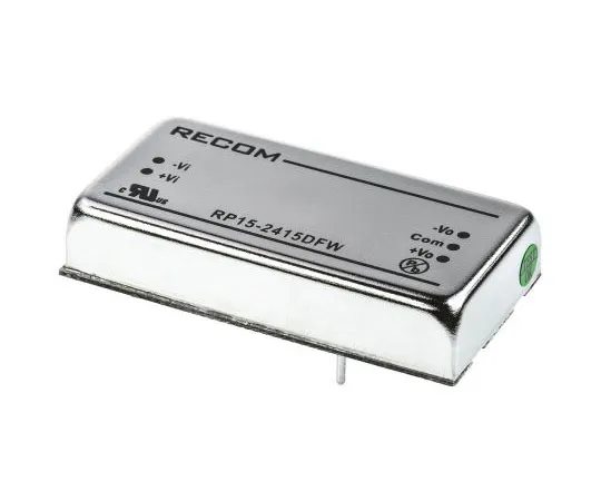 63-7349-93　Recom RP15 FW 15W Isolated DC-DC Converter Through Hole, Voltage in 9 → 36 V dc, Voltage out ±15V dc　RP15-2415DFW