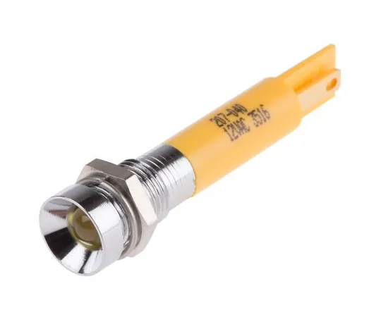 63-6583-80　RS PRO Yellow Indicator, 12 V ac, 8mm Mounting Hole Size, Solder Tab Termination　207-040