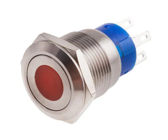 63-6775-29　RS PRO Single Pole Double Throw (SPDT) Momentary Red LED Push Button Switch, IP67, 19.2 (Dia.)mm, Panel Mount, 250V ac　111-3894
