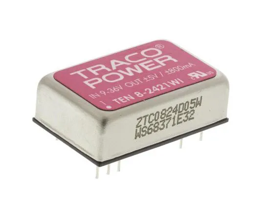 63-7350-56　TRACOPOWER TEN 8WI 8W Isolated DC-DC Converter Through Hole, Voltage in 9 → 36 V dc, Voltage out ±5V dc Railway　TEN 8-2421WI