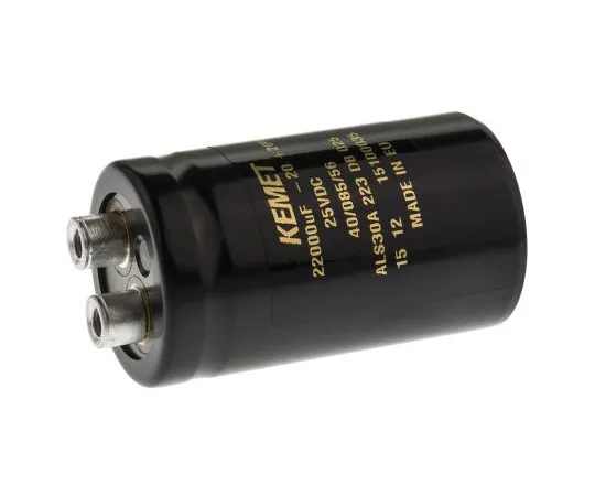 63-7516-52　KEMET 22000μF 25V dc Aluminium Electrolytic Capacitor, Chassis Mount 36 x 62mm +85°C 36mm 62mm　ALS30A223DB025