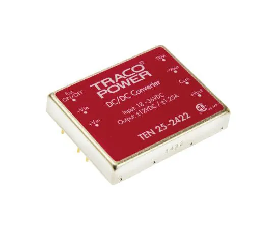 63-7544-41　TRACOPOWER TEN 25 25 W, 30 W Isolated DC-DC Converter Through Hole, Voltage in 18 → 36 V dc, Voltage out ±12V dc　TEN 25-2422