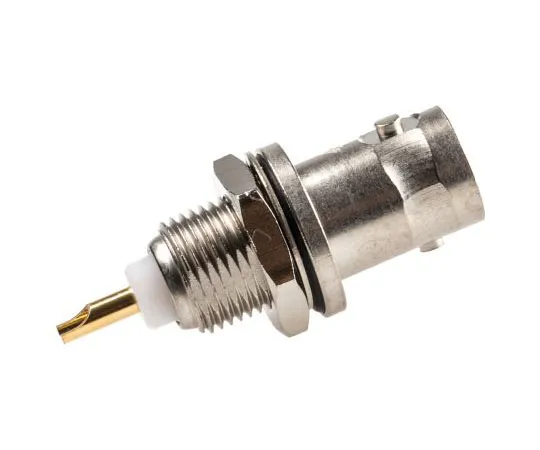 63-7416-70　Telegartner Straight 50Ω Panel Mount Bulkhead Fitting BNC Connector, jack, Nickel, Solder Termination　J01001A0614