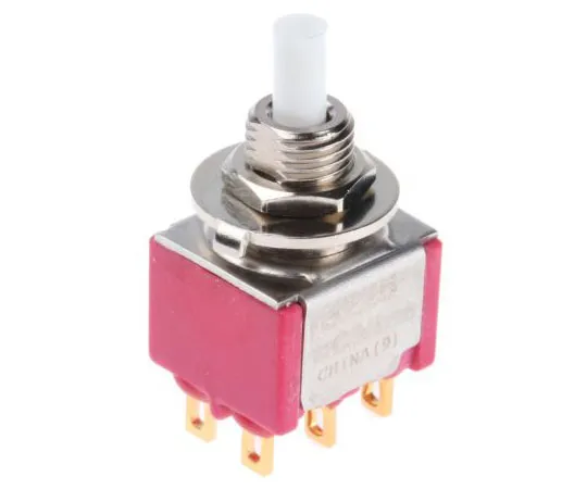 63-7421-81　C & K Double Pole Double Throw (DPDT) Momentary Push Button Switch, 15.24 x 12.70mm, Panel Mount　8225SHZBE