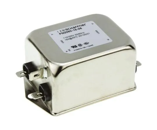 63-7430-03　Schaffner FN2060 Series 16A 250 V ac 0 → 400Hz Chassis Mount RFI Filter, with Tab Terminals, Single Phase　FN2060-16-06