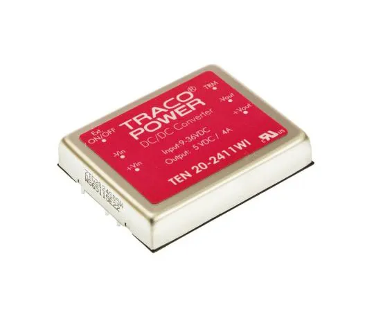 63-7537-45　TRACOPOWER TEN 20WI 20W Isolated DC-DC Converter Through Hole, Voltage in 9 → 36 V dc, Voltage out 5V dc　TEN 20-2411WI