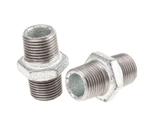 63-7443-88　Georg Fischer Malleable Iron Fitting Hexagon Nipple, 1/2 in BSPT Male (Connection 1), 1/2 in BSPT Male (Connection 2)　770280204