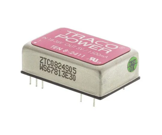 63-7537-39　TRACOPOWER TEN 8 8W Isolated DC-DC Converter Through Hole, Voltage in 18 → 36 V dc, Voltage out 5V dc　TEN 8-2411