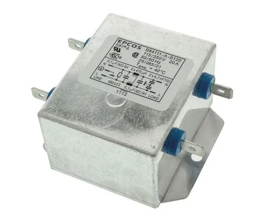 63-7427-12　EPCOS B84111A Series 20A 250 V ac 60Hz Flange Mount RFI Filter, with Tab Terminals, Single Phase　B84111A0000B120