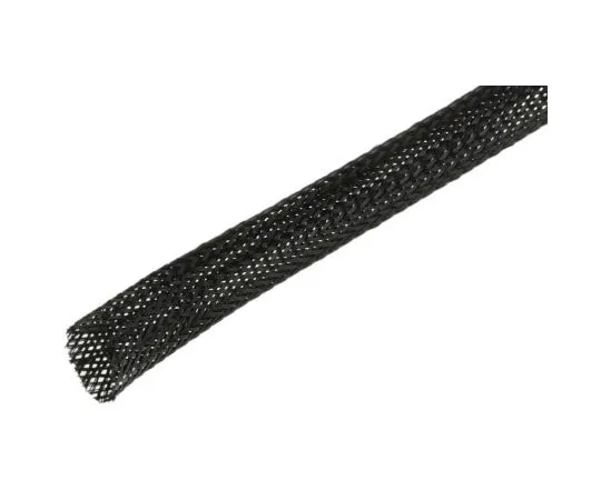 63-7543-53　SES Expandable Braided PET Black Cable Sleeve, 10mm Diameter, 100m Length　6240006010