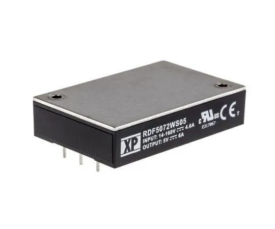 63-7397-13　XP Power RDF50 50W Isolated DC-DC Converter Through Hole, Voltage in 14 → 160 V dc, Voltage out 5V dc Railway　RDF5072WS05