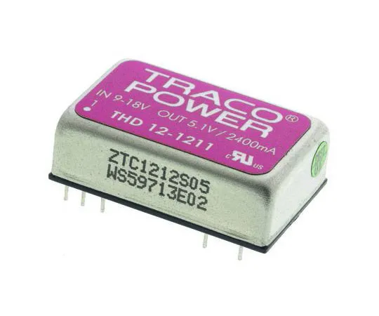 63-7358-18　TRACOPOWER THD 12 12W Isolated DC-DC Converter Through Hole, Voltage in 9 → 18 V dc, Voltage out 5V dc　THD 12-1211