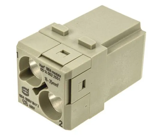 63-7492-97　Han-Modular Series Male Module, 2 Way, Rated At 100A, 1 kV, Han 100A Axial　9140022651