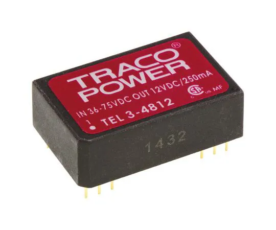 63-7524-72　TRACOPOWER TEL 3 3W Isolated DC-DC Converter Through Hole, Voltage in 36 → 75 V dc, Voltage out 12V dc　TEL 3-4812