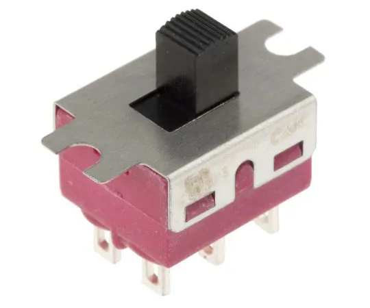 63-7384-61　Panel Mount Slide Switch Double Pole Double Throw (DPDT) Latching 6 A @ 120 V ac, 6 A @ 28 V dc Slide　1201M1S3ZQE2