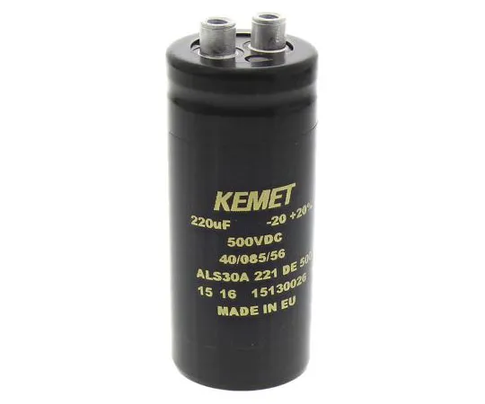 63-7516-37　KEMET 220μF 500V dc Aluminium Electrolytic Capacitor, Chassis Mount 36 x 82mm +85°C 36mm 82mm　ALS30A221DE500