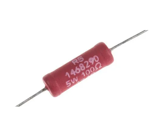 63-7376-59　RS PRO 100Ω 5W Through Hole Fixed Resistor ±5% ±20ppm/°C　146-8290