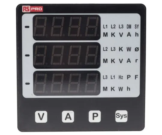 63-7366-10　RS Pro LED Digital Panel Multi-Function Meter for Current, Frequency, System Active Power, System Re-Active Power,　136-5381