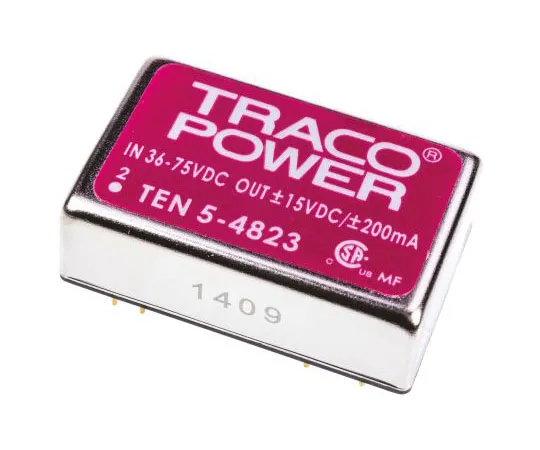 63-7472-64　TRACOPOWER TEN 5 6W Isolated DC-DC Converter Through Hole, Voltage in 36 → 72 V dc, Voltage out ±15V dc　TEN 5-4823