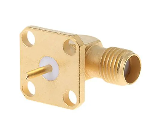 63-7474-41　Radiall Right Angle 50Ω Flange Mount SMA Socket, Solder Termination　R125654000
