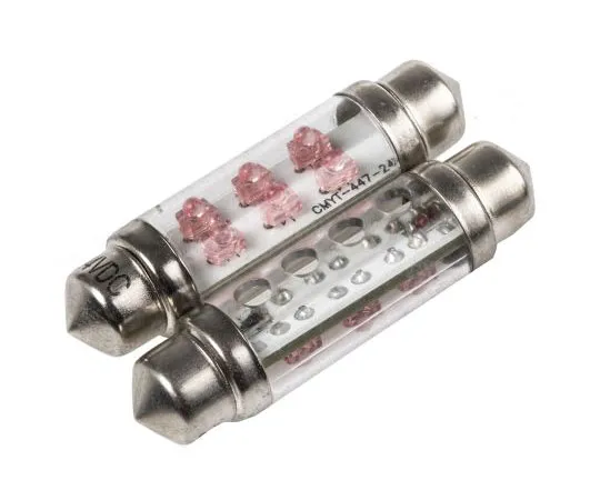 63-7356-89　LED Car Bulb 10.5 (dia) x 43 (h) mm 43 mm Red 24 V dc 12 mA 10.5mm 2 lm　LE-0603-04R