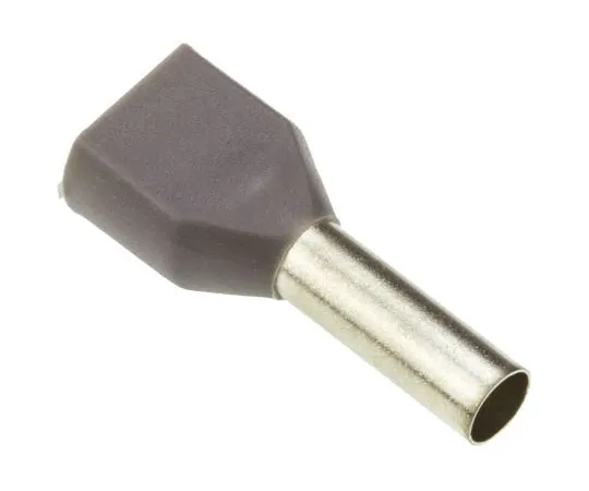 63-7486-28　RS PRO Insulated Crimp Bootlace Ferrule, 12mm Pin Length, 3.8mm Pin Diameter, 2 x 4mm² Wire Size, Grey　311-7993