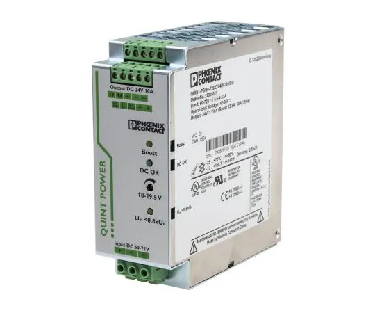 63-7390-40　Phoenix Contact QUINT-PS/60-72DC/24DC/10/CO 24W Isolated DC-DC Converter DIN Rail Mount, Voltage in 42 → 96 V　2905011