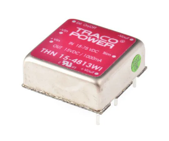 63-7358-17　TRACOPOWER THN 15WI 15W Isolated DC-DC Converter Through Hole, Voltage in 18 → 75 V dc, Voltage out 15V dc　THN 15-4813WI