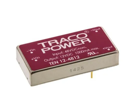 63-7524-83　TRACOPOWER TEN 12 12W Isolated DC-DC Converter Through Hole, Voltage in 18 → 75 V dc, Voltage out 12V dc　TEN 12-4812