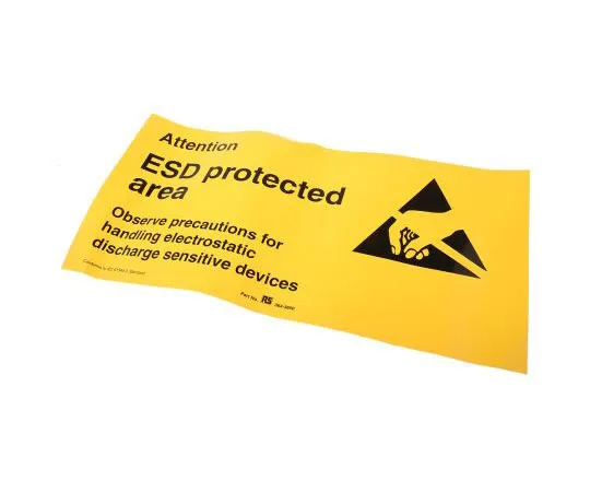 63-7508-39　RS PRO Black/Yellow Vinyl ESD Poster, Attention Esd Protected Area-Text 300 mm x 600mm　364-3650