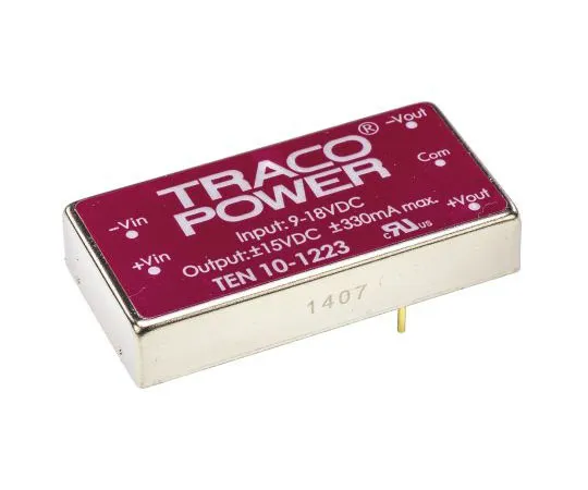 63-7443-30　TRACOPOWER TEN 10 10W Isolated DC-DC Converter Through Hole, Voltage in 9 → 18 V dc, Voltage out ±15V dc　TEN 10-1223