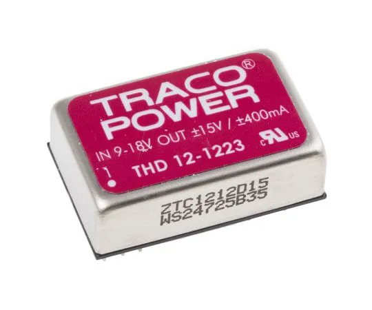 63-7357-81　TRACOPOWER THD 12 12W Isolated DC-DC Converter Through Hole, Voltage in 9 → 18 V dc, Voltage out ±15V dc　THD 12-1223