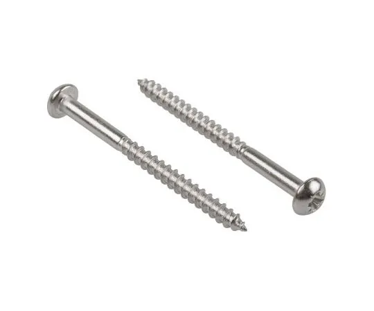 63-7372-47　Pozidriv Round Stainless Steel Wood Screw, A2 304, 4mm Thread, 50mm Length　144-3518