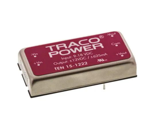 63-7541-04　TRACOPOWER TEN 15 15W Isolated DC-DC Converter Through Hole, Voltage in 9 → 18 V dc, Voltage out ±12V dc　TEN 15-1222