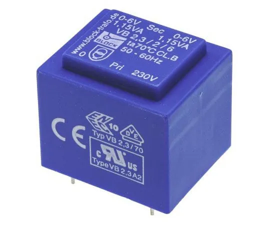 63-7500-76　6V ac 2 Output Through Hole PCB Transformer, 2.3VA　VB 2.3/2/6