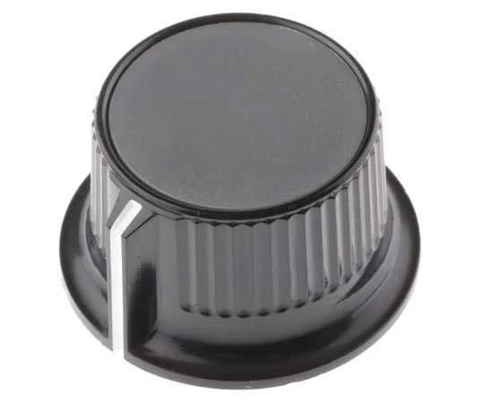 63-7455-03　RS Pro Potentiometer Knob, Grub Screw Type, 28mm Knob Diameter, Black, Grey, 6.4mm Shaft　259-7017