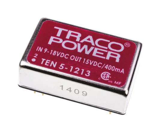 63-7472-45　TRACOPOWER TEN 5 6W Isolated DC-DC Converter Through Hole, Voltage in 9 → 18 V dc, Voltage out 15V dc　TEN 5-1213