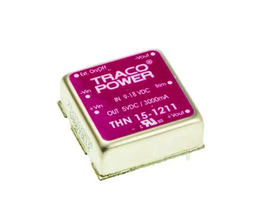 63-7357-87　TRACOPOWER THN 15 15W Isolated DC-DC Converter Through Hole, Voltage in 9 → 18 V dc, Voltage out 5V dc　THN 15-1211