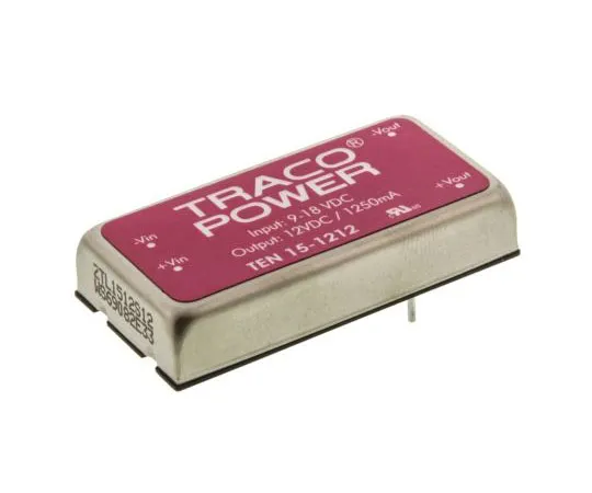 63-7541-01　TRACOPOWER TEN 15 15W Isolated DC-DC Converter Through Hole, Voltage in 9 → 18 V dc, Voltage out 12V dc　TEN 15-1212