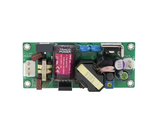 63-7380-53　TRACOPOWER 20W 1 Output Embedded Switch Mode Power Supply SMPS, 6A, 3.3V dc Medical Approved Open Frame　TPP 30-103A-J